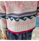 Souris Mini Pink/Navy Patterned Knit Sweater