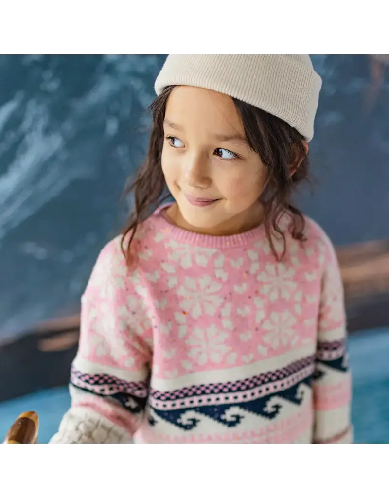 Souris Mini Pink/Navy Patterned Knit Sweater