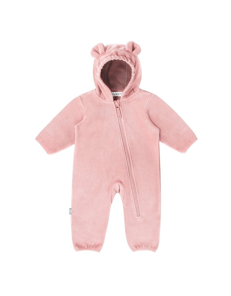 Jan and Jul Dusty Pink Bear Fleece Suit