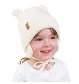 Jan and Jul Vanilla Cream Knit Bear Winter Hat