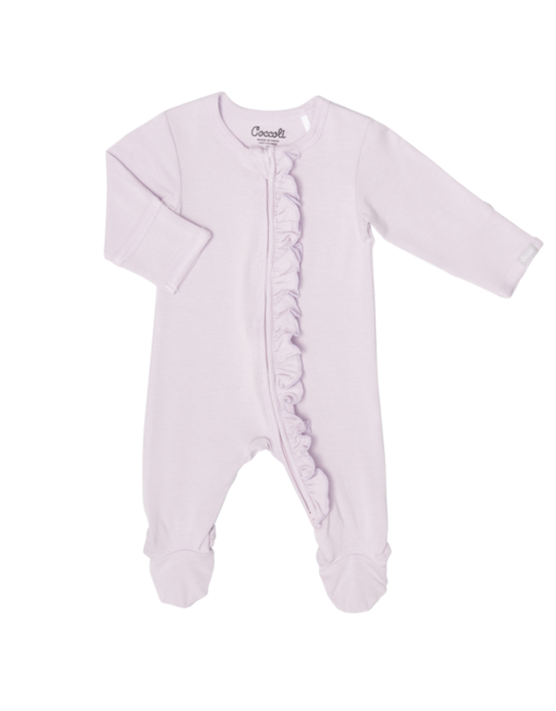 Lavender Fog Modal Ruffle Zip Footie