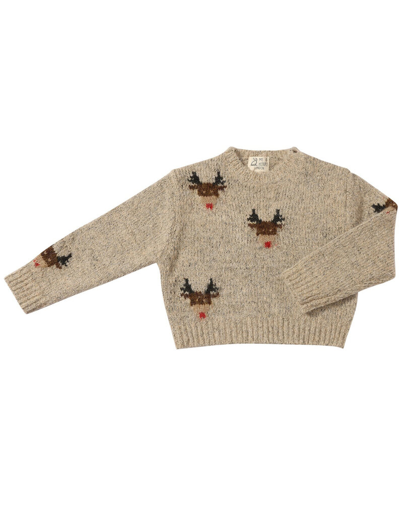 Me & Henry Rudy Baby Sweater Beige Reindeer
