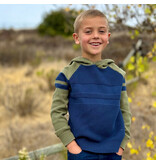 Me & Henry Pedro Striped Hooded Sweater Green/Navy