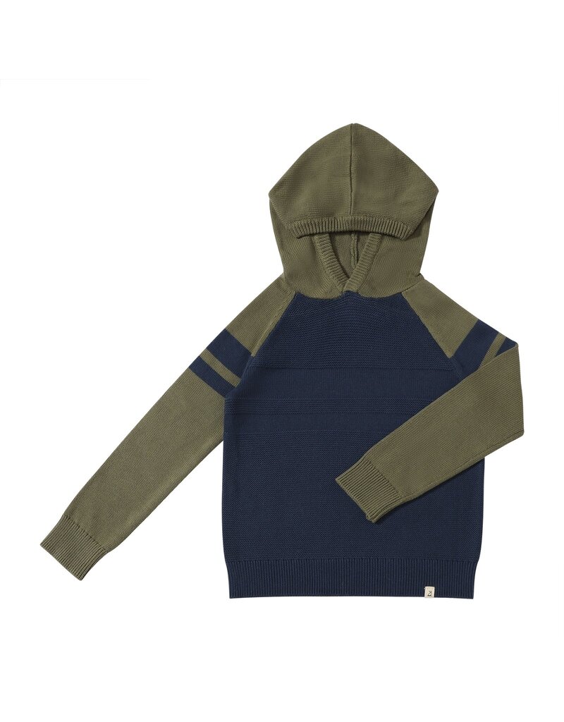 Me & Henry Pedro Striped Hooded Sweater Green/Navy