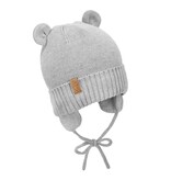 Jan and Jul Soft Grey Knit Bear Winter Hat