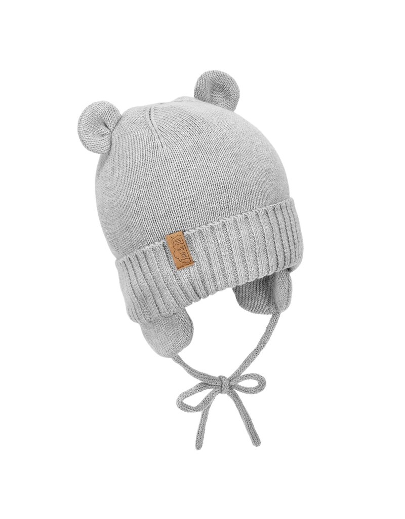 Jan and Jul Soft Grey Knit Bear Winter Hat
