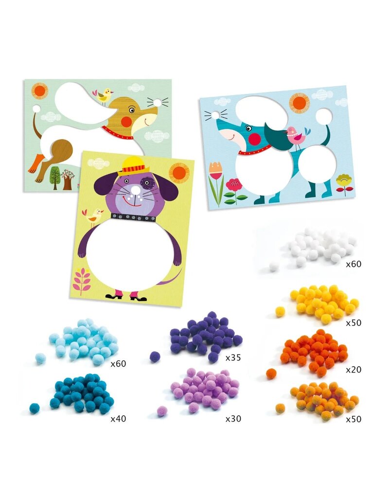 Djeco Pompom Puppies Collage Activity 3-6y