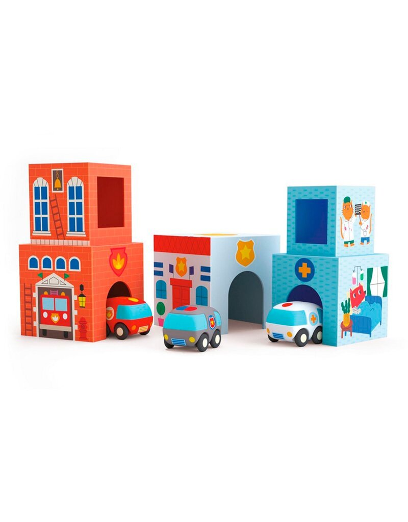 Djeco Topanicar Nesting Blocks + Vehicles 18m+