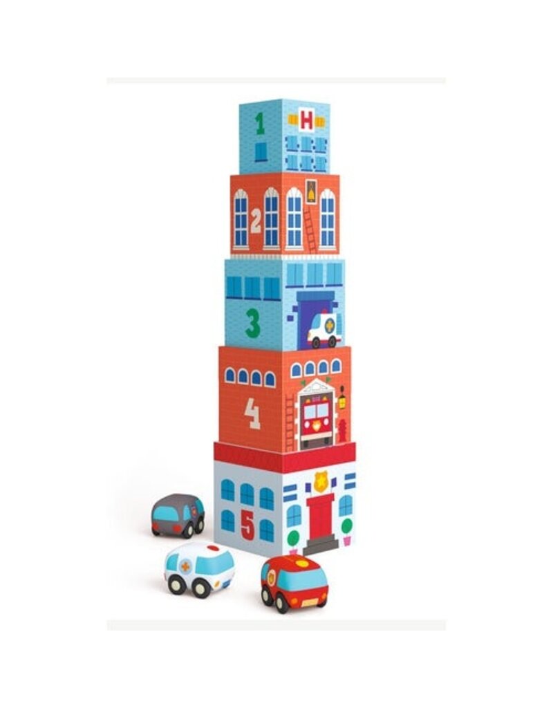 Djeco Topanicar Nesting Blocks + Vehicles 18m+