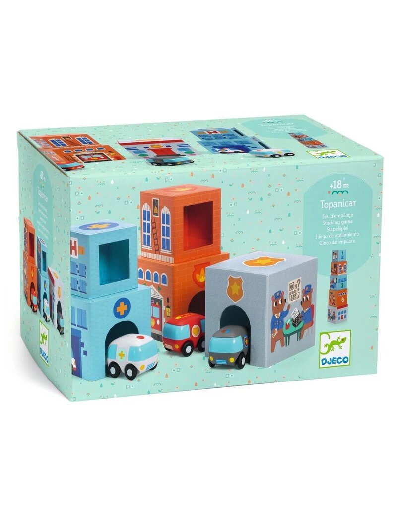 Djeco Topanicar Nesting Blocks + Vehicles 18m+