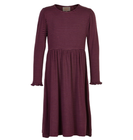 Burgandy Striped LS Dress