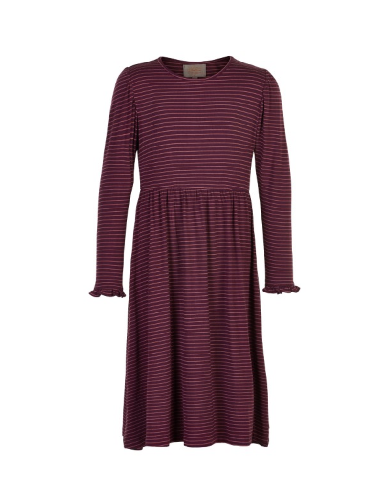 Burgandy Striped LS Dress