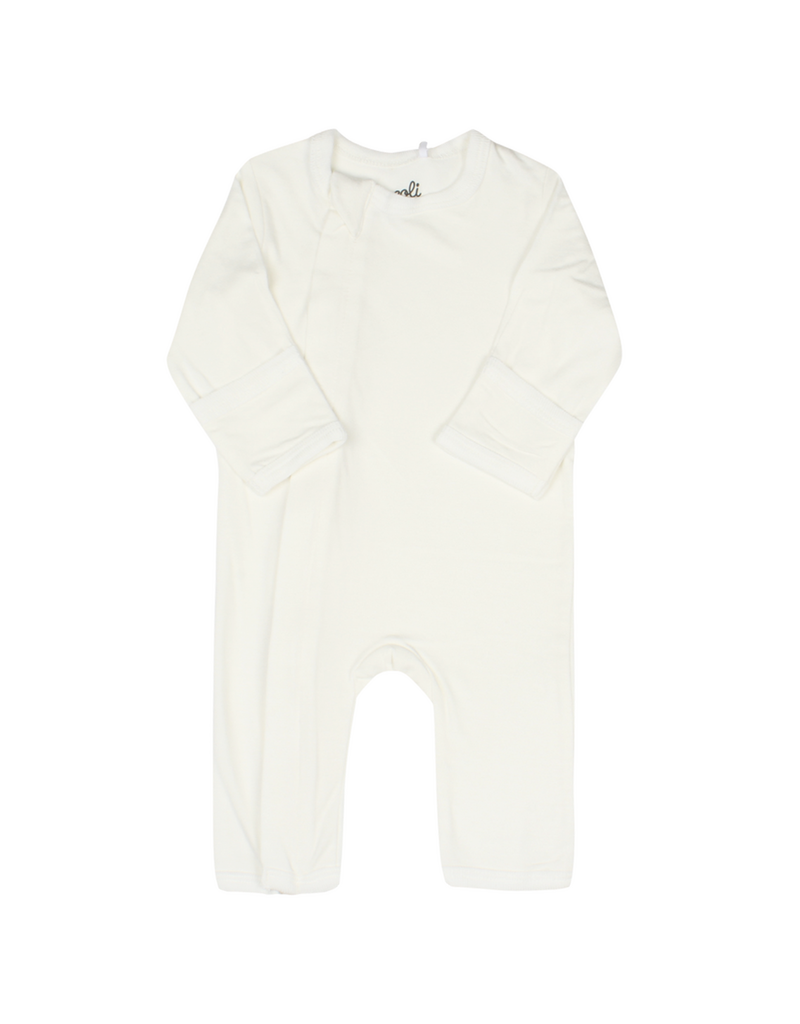 Cream Modal Zip Footie