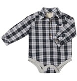 Me & Henry Jasper Woven Onesie Navy/White Plaid