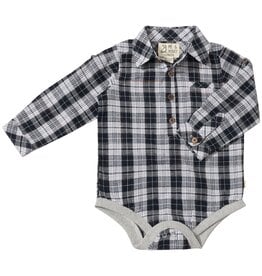 Me & Henry Jasper Woven Onesie Navy/White Plaid