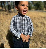Me & Henry Jasper Woven Onesie Navy/White Plaid
