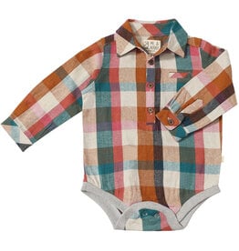 Me & Henry Jasper Woven Onesie Rust Madras