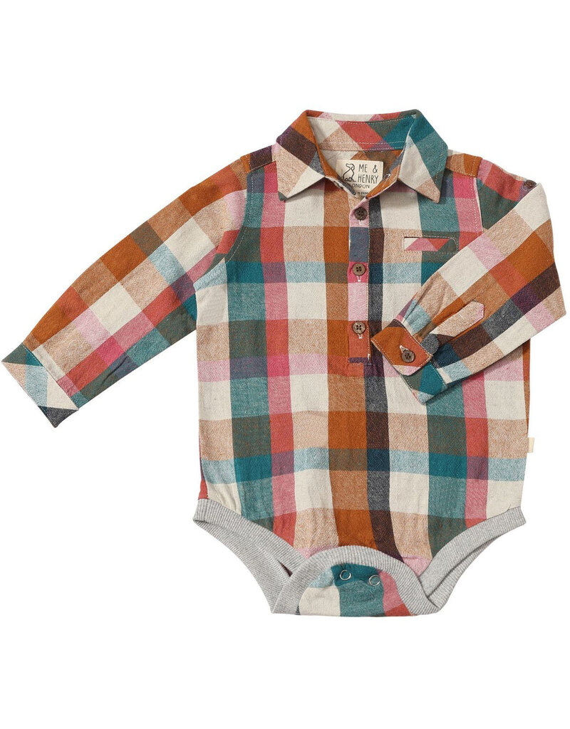 Me & Henry Jasper Woven Onesie Rust Madras