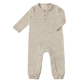 Me & Henry Mason Ribbed Henley Romper Grey