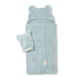 Bella Tunno Hooded Towel + Wash Mitt Set Fog