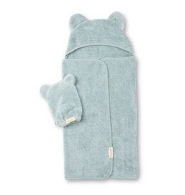 Bella Tunno Hooded Towel + Wash Mitt Set Fog