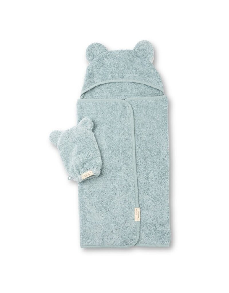 Bella Tunno Hooded Towel + Wash Mitt Set Fog