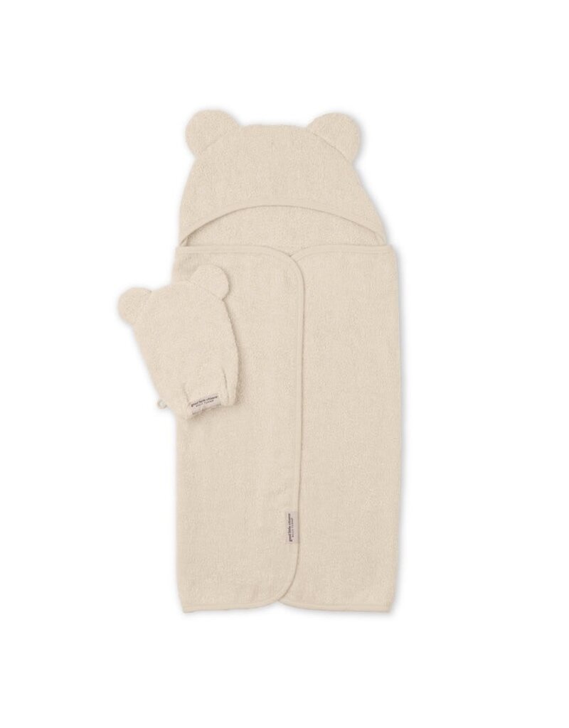 Bella Tunno Hooded Towel + Wash Mitt Set Linen