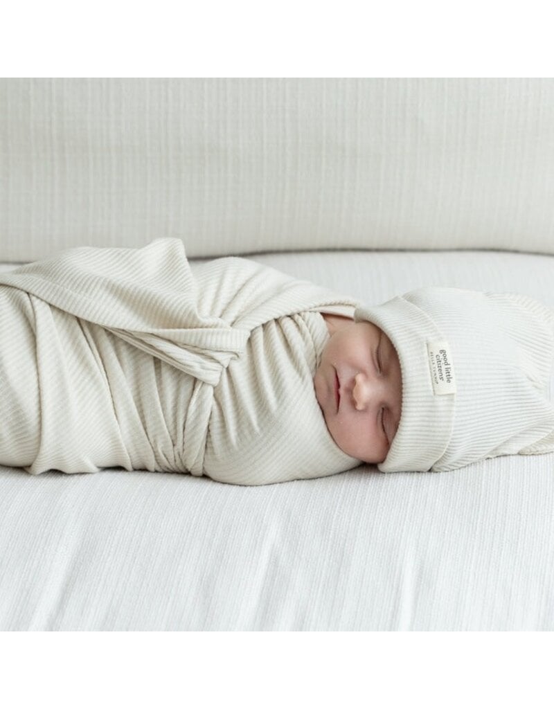 Bella Tunno Rib Swaddle & Beanie Set, Linen