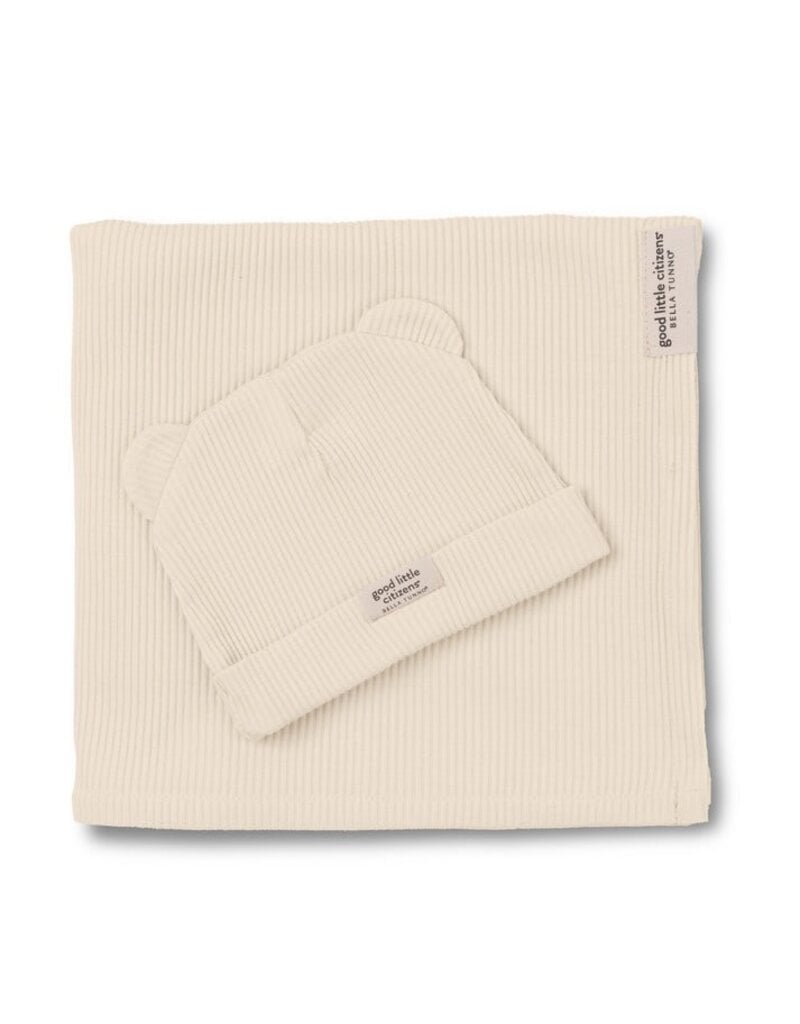 Bella Tunno Rib Swaddle & Beanie Set, Linen