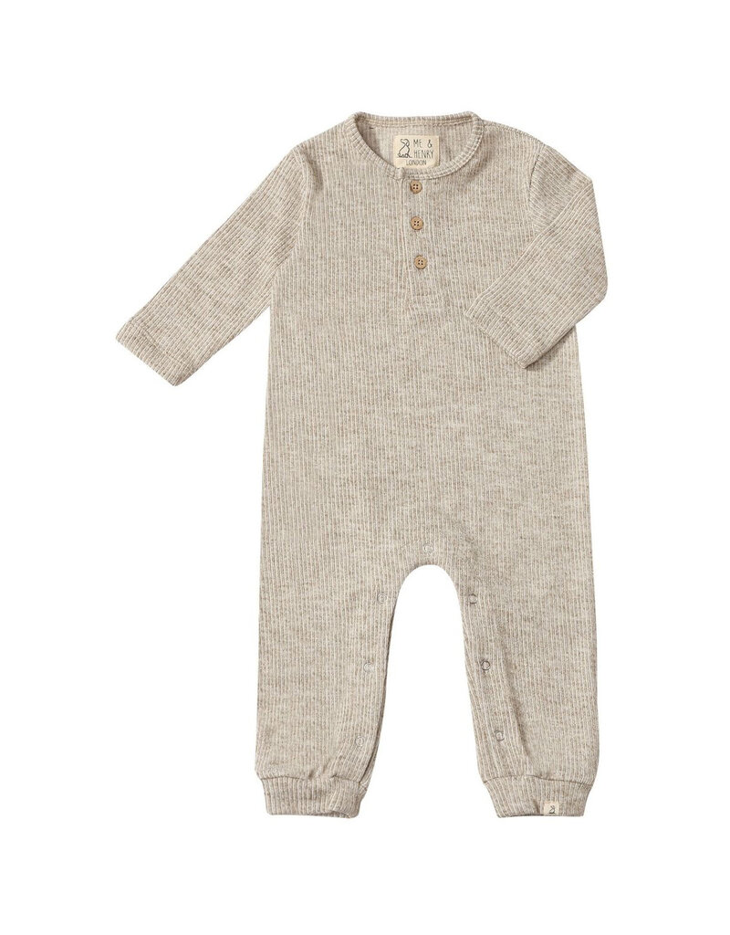 Me & Henry Mason Ribbed Henley Romper Grey