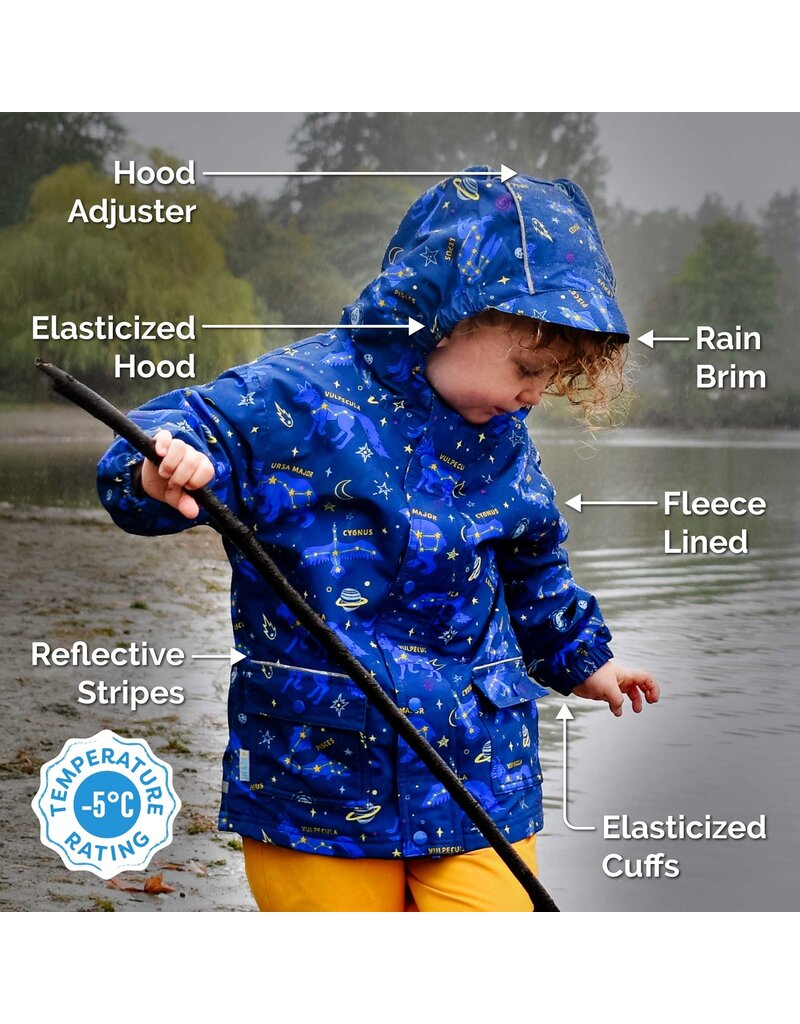 Jan and Jul Nebula Blue Cozy-Dry Rain Jacket (Fleece Lined)