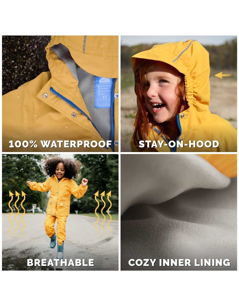 Jan and Jul Nebula Blue Cozy-Dry Rain Jacket (Fleece Lined)