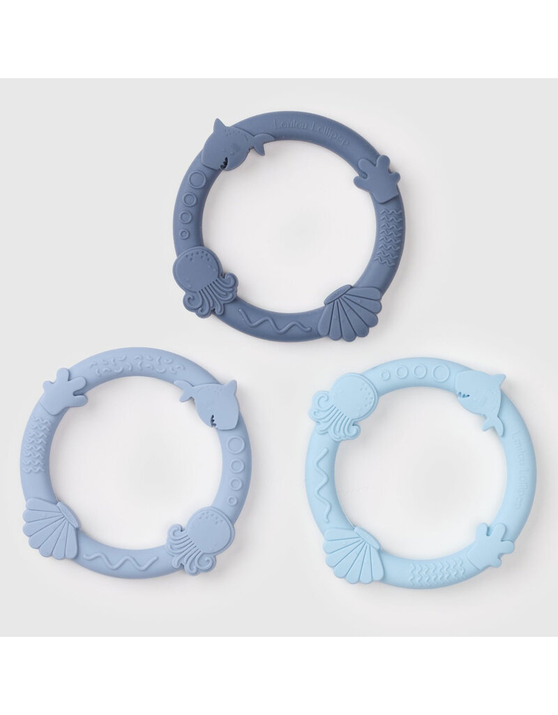 Loulou Lollipop Wild Teething Ring Set - Blue Fog