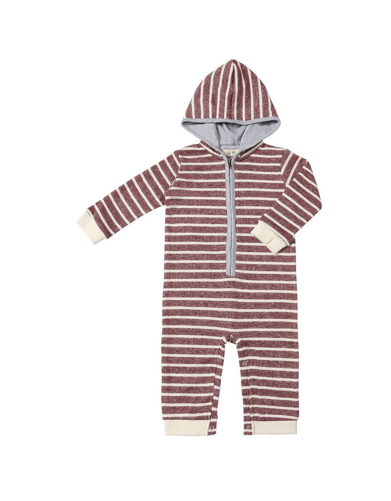 Me & Henry Stefano Hooded Romper Burgundy