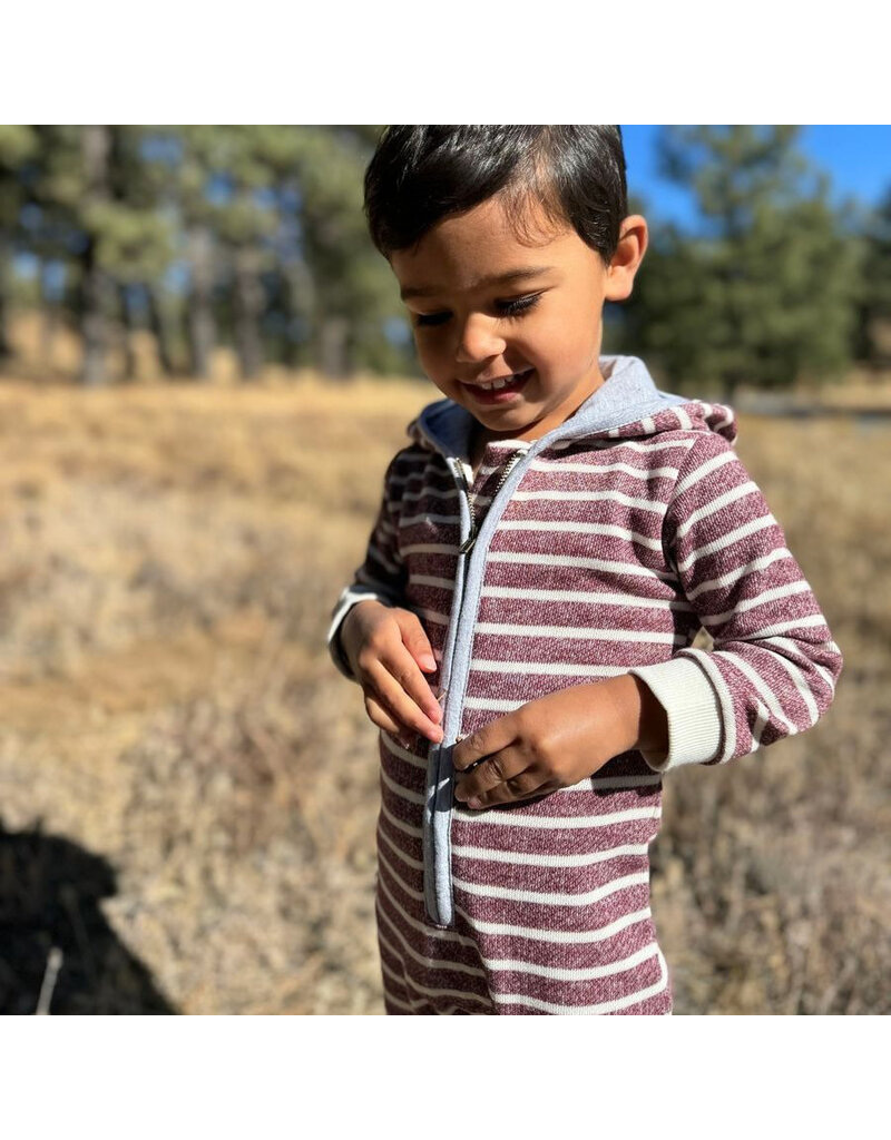 Me & Henry Stefano Hooded Romper Burgundy