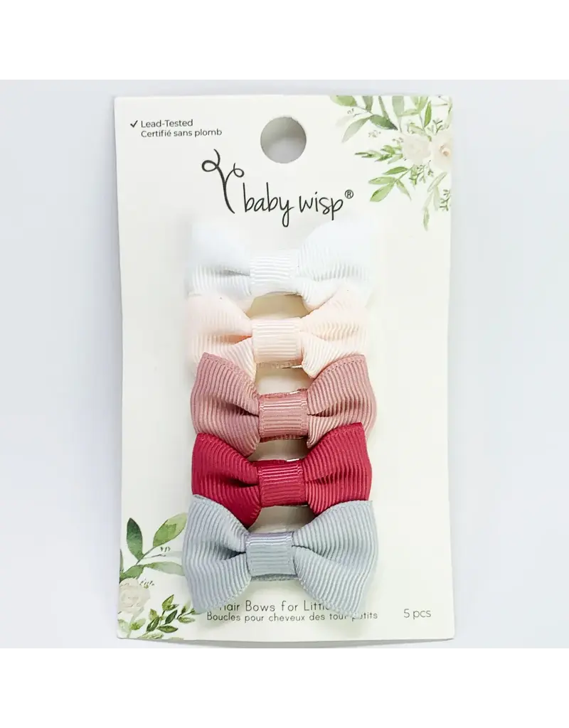 Baby Wisp Charlotte Bow Snap Clips 5pk - Wedding Bliss