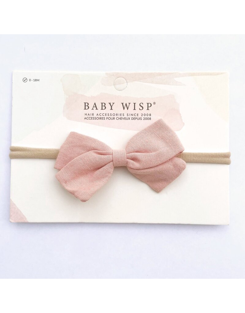 Baby Wisp Emma Fabric Bow Newborn Headband, Dusty Rose