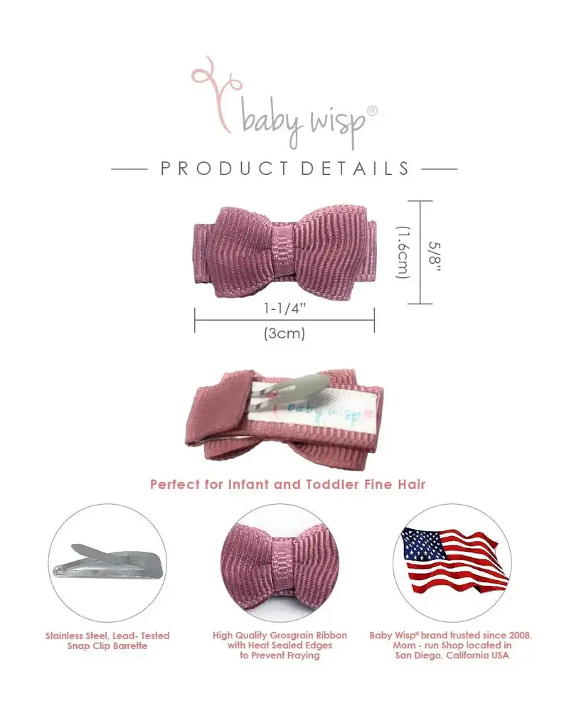 Baby Wisp Tuxedo Bow Clip 5pk Pinkie Promise