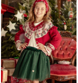 Souris Mini Jacquard Red Knit Cardigan