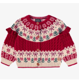 Souris Mini Jacquard Red Knit Baby Cardigan