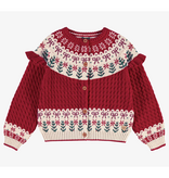 Souris Mini Jacquard Red Knit Cardigan