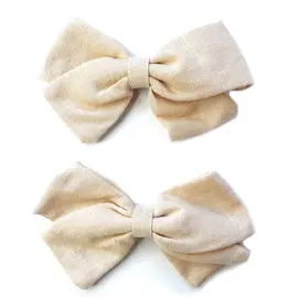Baby Wisp Emma Fabric Bow Clips 2pk - Oat