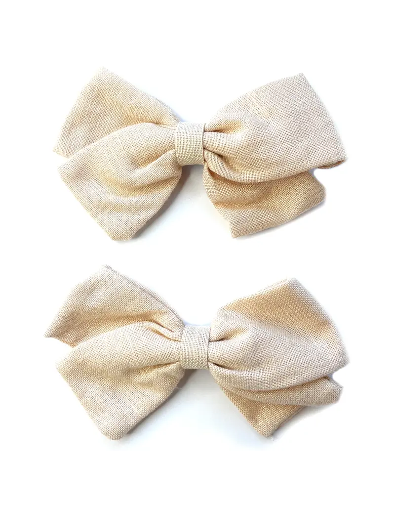 Baby Wisp Emma Fabric Bow Clips 2pk - Oat
