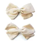 Baby Wisp Emma Fabric Bow Clips 2pk - Oat