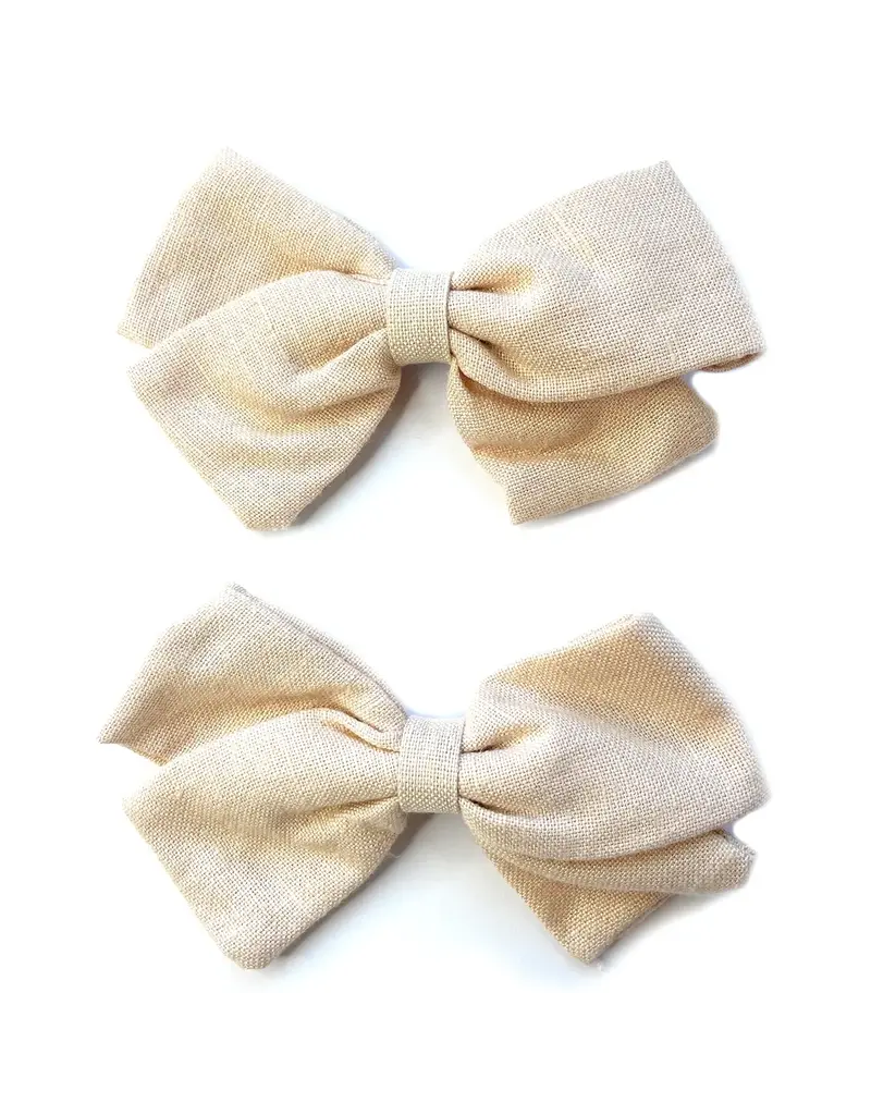 Baby Wisp Emma Fabric Bow Clips 2pk - Oat