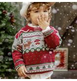 Souris Mini Festival Pattern Red Baby Sweater