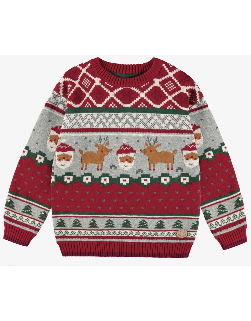 Souris Mini Festival Pattern Red Sweater