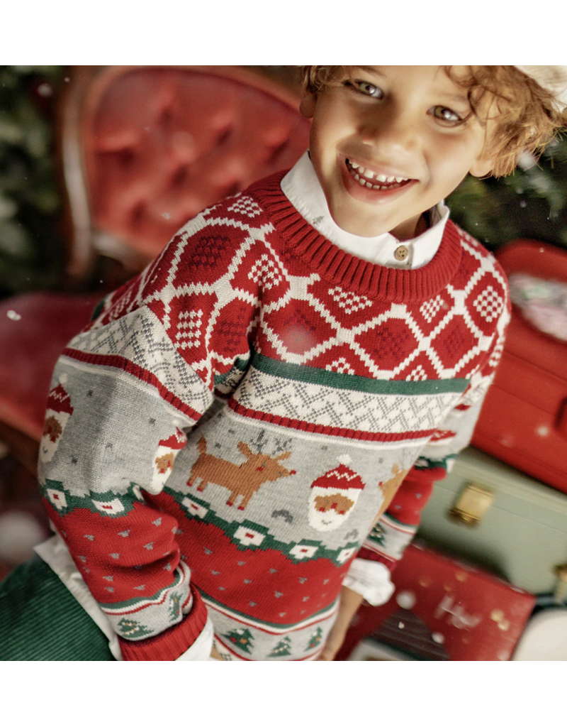 Souris Mini Festival Pattern Red Sweater