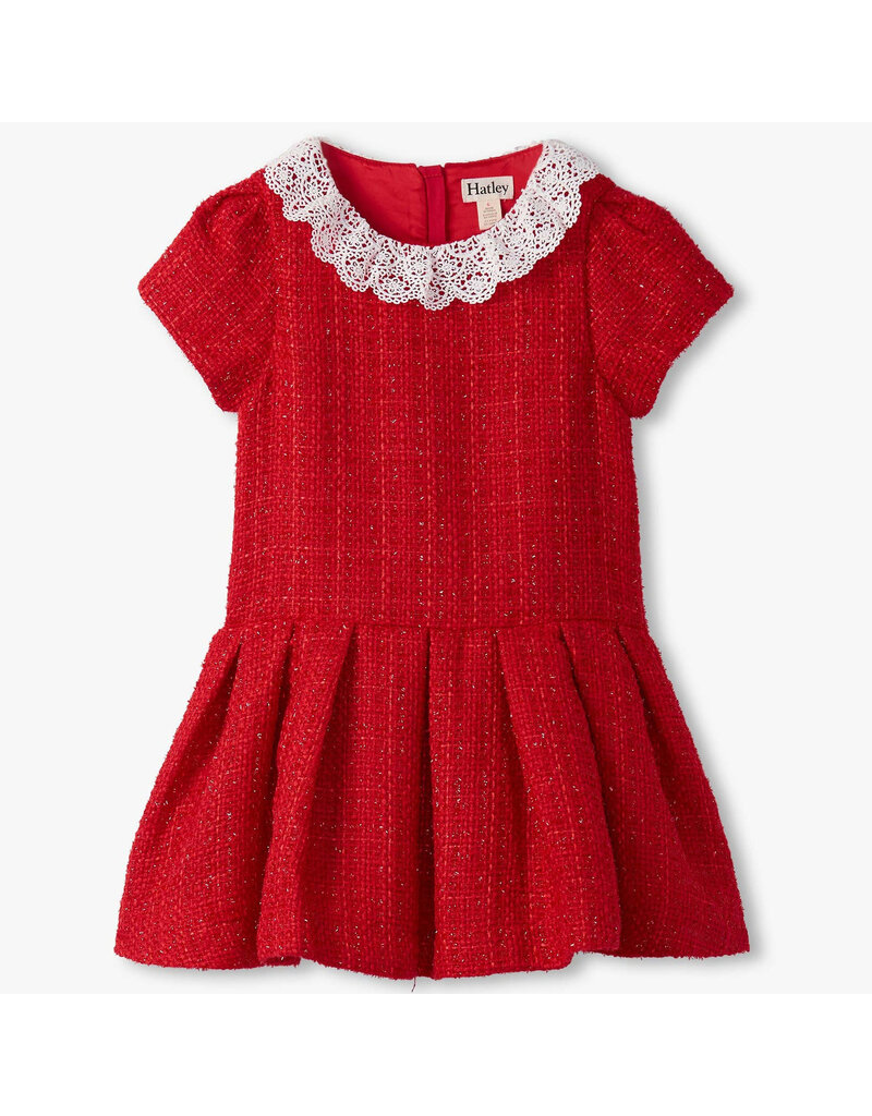 Hatley Sparkle Boucle Pleated Lace Collar Dress