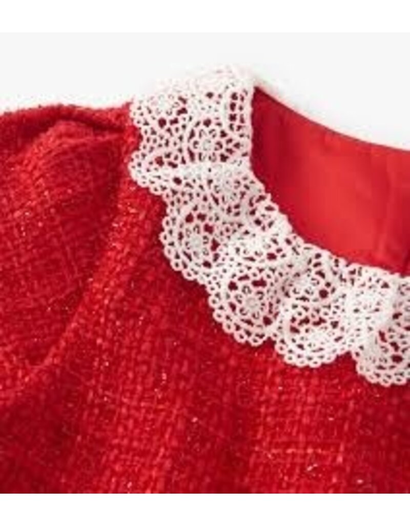 Hatley Sparkle Boucle Pleated Lace Collar Dress